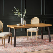 Della Acacia Wood Dining Table with Rustic Metal, Brown, Grey