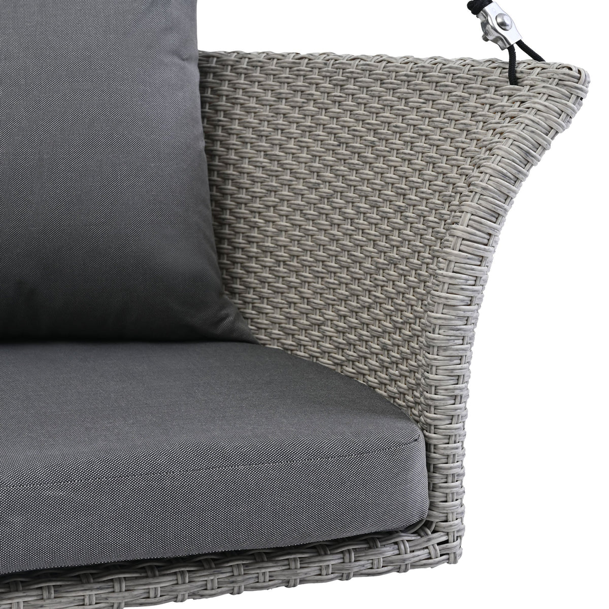 2-Person Rattan Woven Swing Chair, Gray Wicker And Cushion