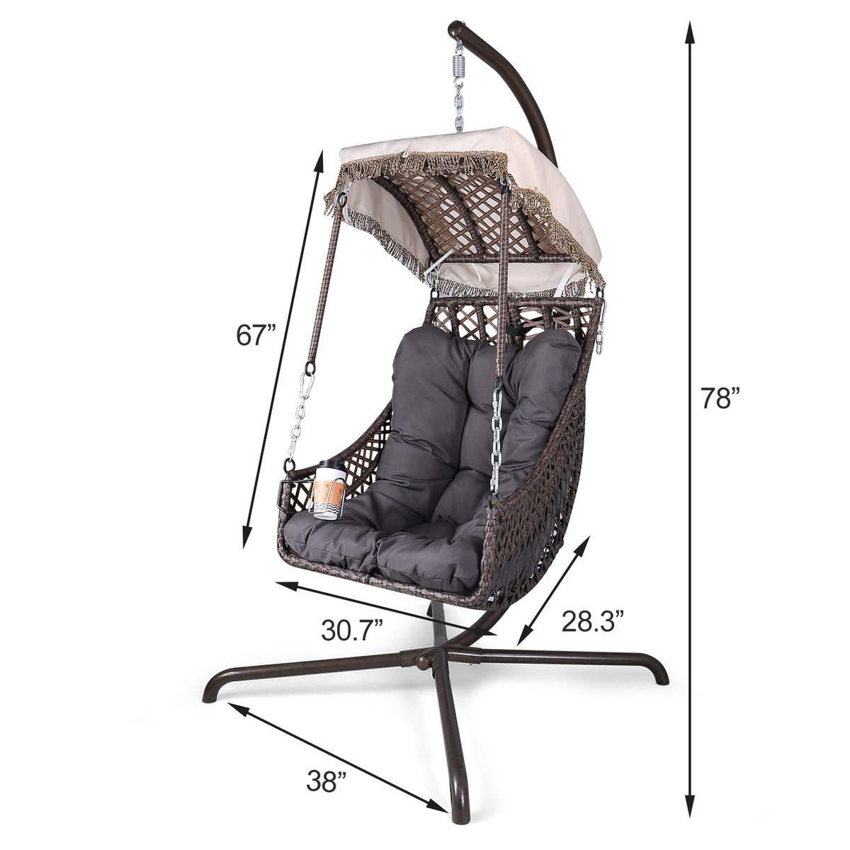 Swing Egg Chair with Stand, Rattan Frame, Hammock Chair