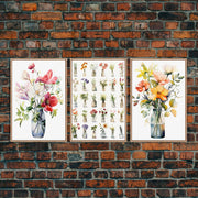 3 Piece Set, Cute Kawaii Floral Print, Wall Decor