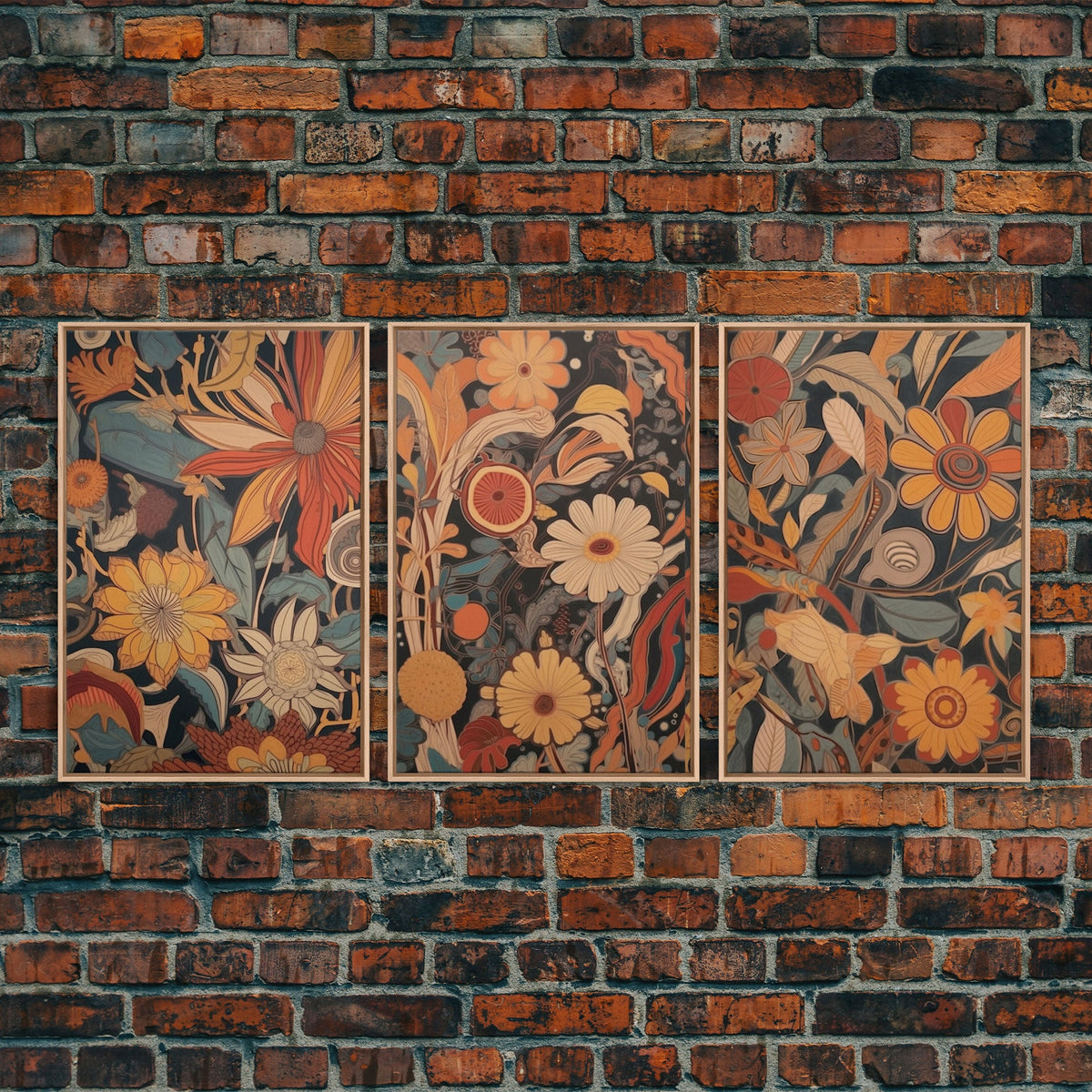 Midcentury Modern Framed Canvas Wall Art Set