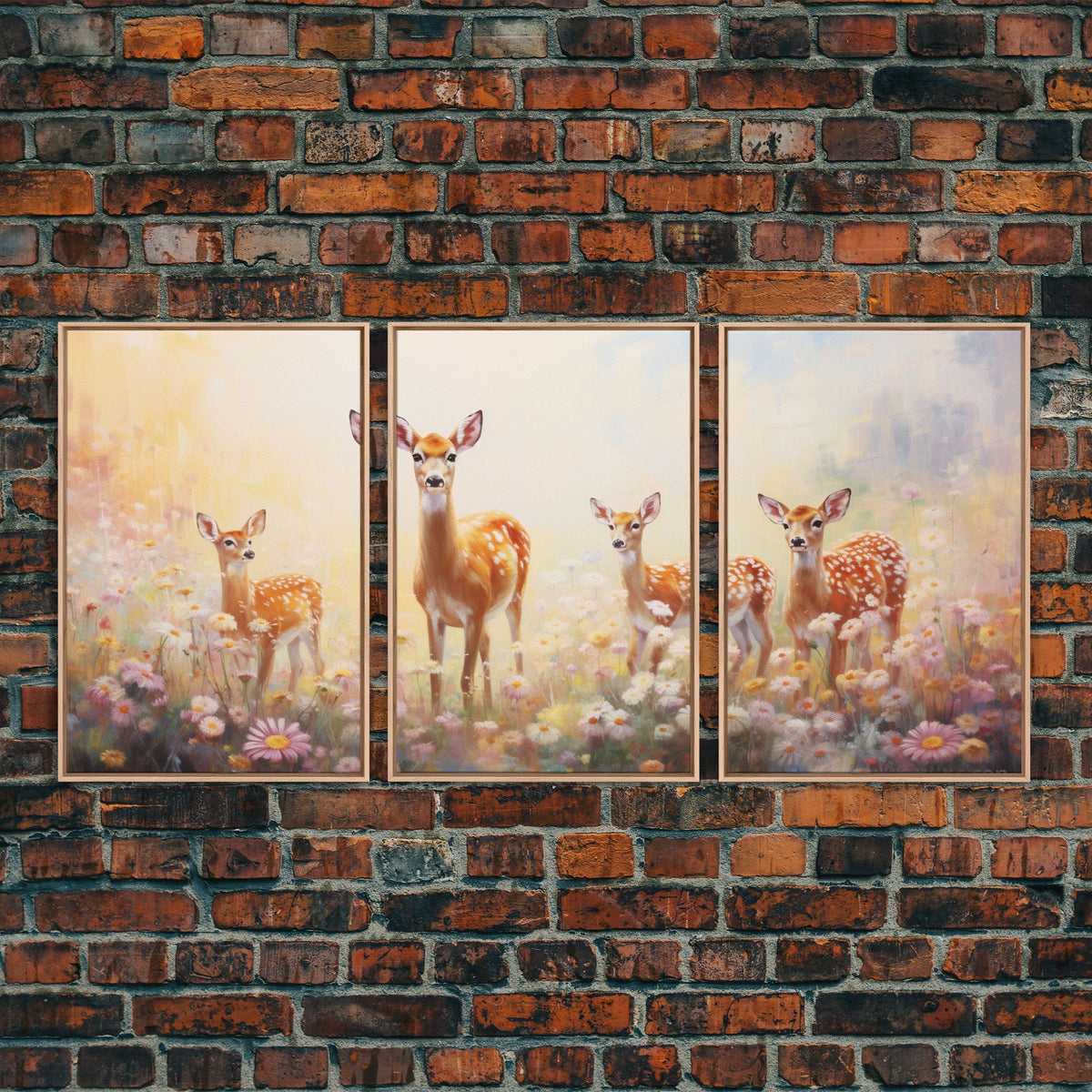 Deer Wall Art, Canvas Print, 3 Piece Wall Art