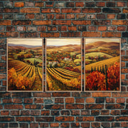 Italian Vineyard Framed Canvas Prints, 3 Piece Art