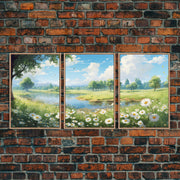 Wildflower Meadow, Canvas Print, 3 Piece Wall Art