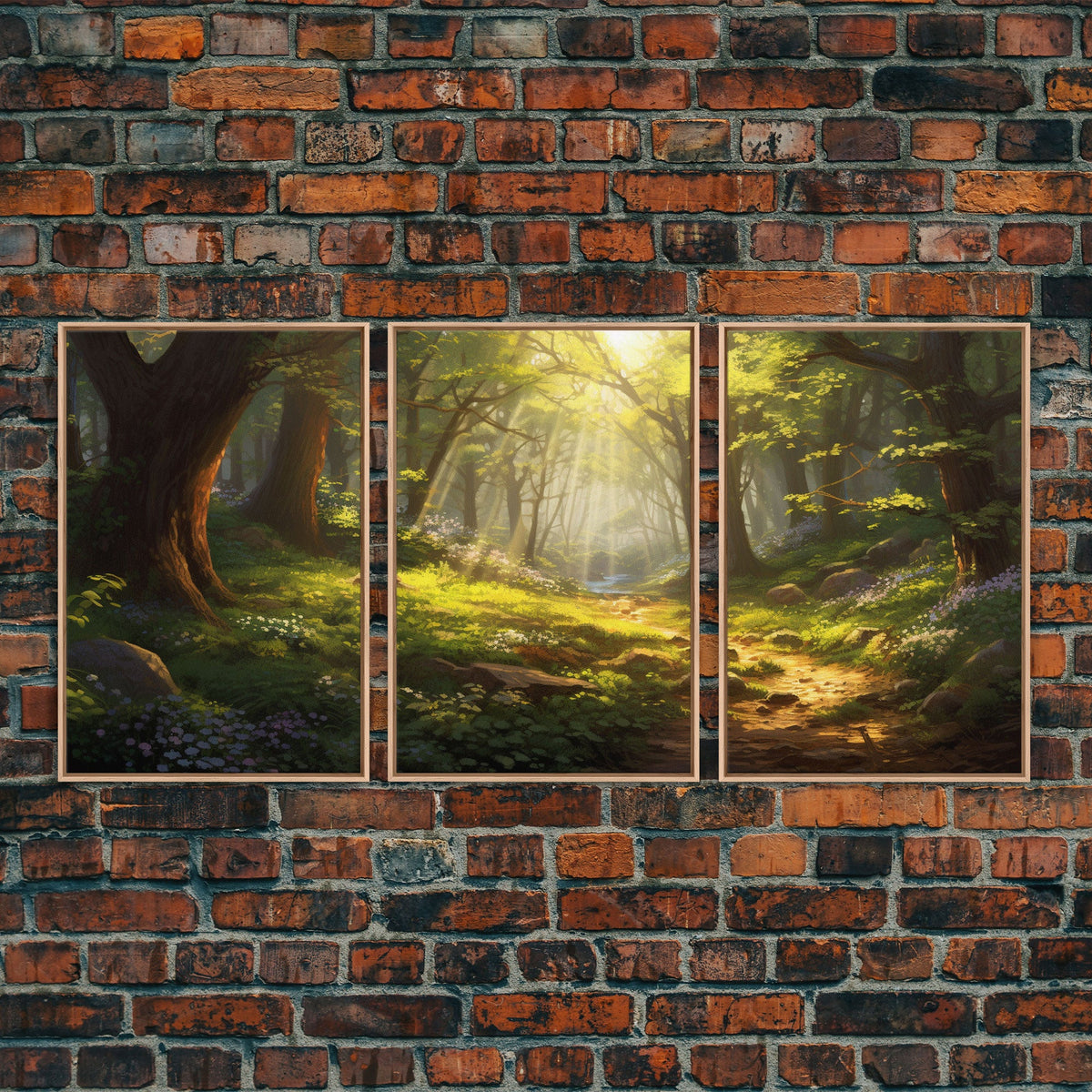 Forest Print Wall Art, Canvas Print, 3 Piece Wall Art