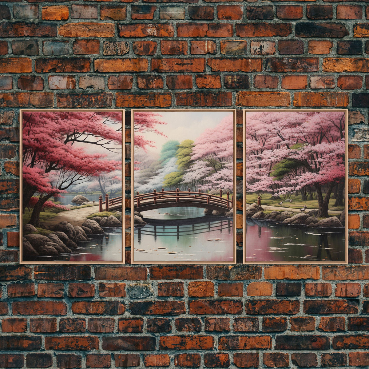 Japanese Print, Landscape Wall Art, Canvas Print, 3 Piece