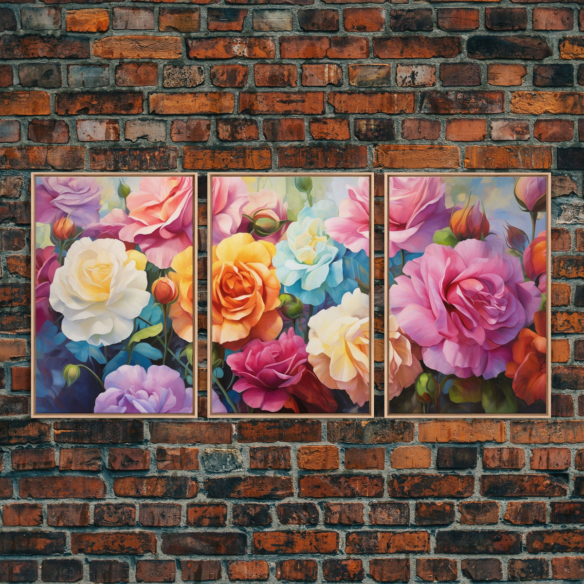 Beautiful Rose Art, Framed Canvas Print, 3 Piece Art Set