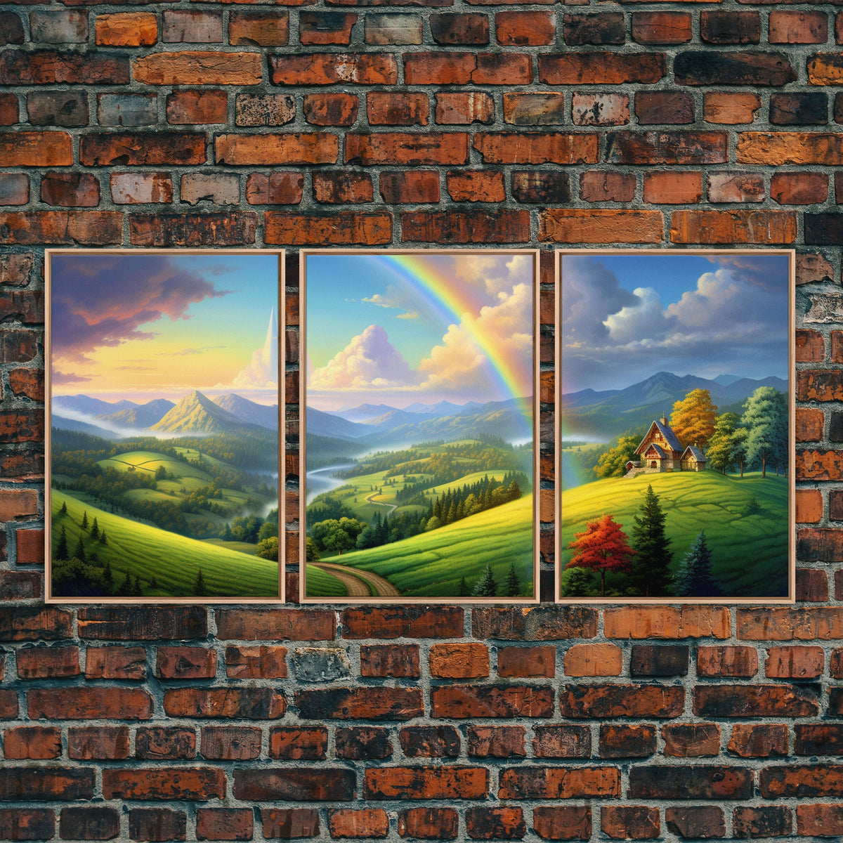 Rainbow Wall Art, Canvas Print, 3 Piece Wall Art