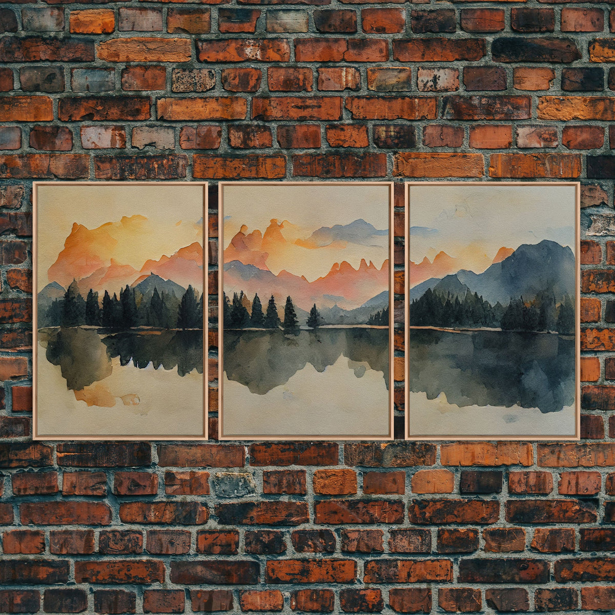 A Forest Fire At Sunset, 3 Piece Canvas Wall Decor
