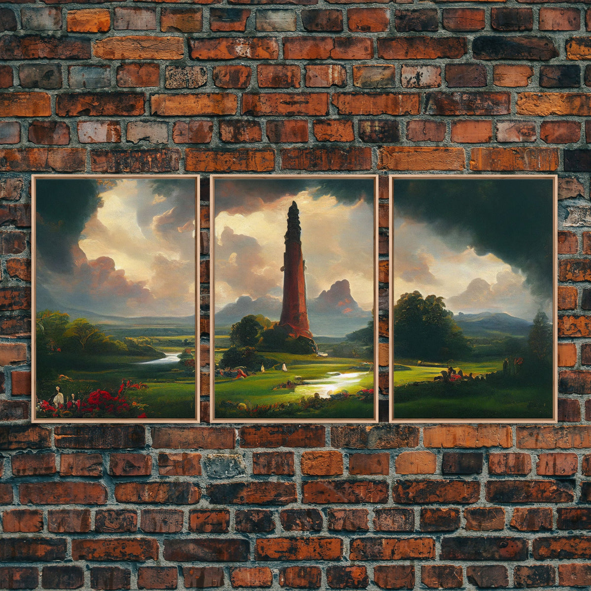 The Dark Tower, 3 Piece Panoramic Art, Ready To Hang Canvas Print