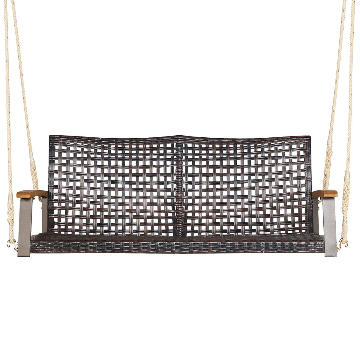 2-Person Rattan Hanging Porch Swing Chair - Red