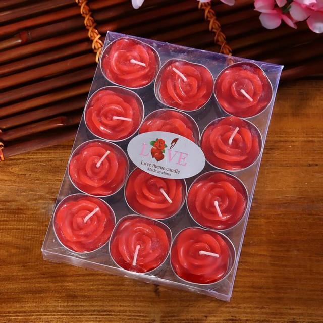 12 pieces set Valentine's Day Rose Candles