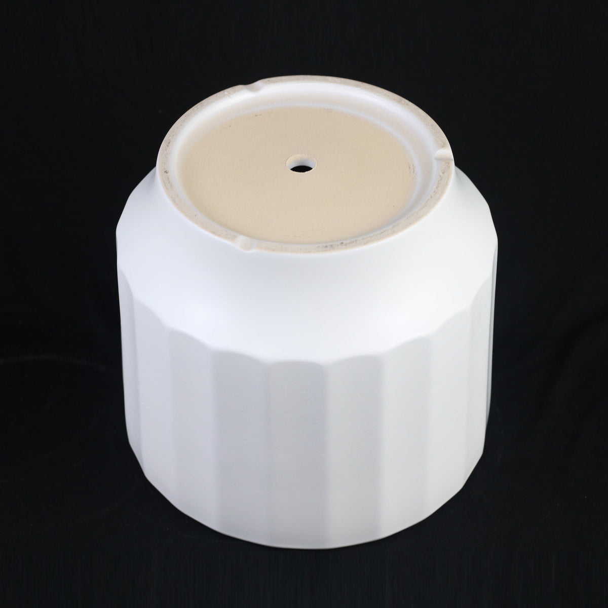 3-Piece White Stoneware Planter Set with Fluted Design