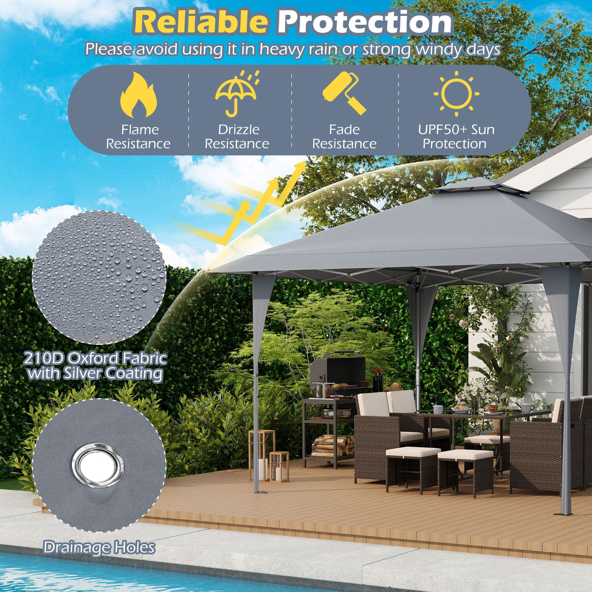 Pop up Gazebo with Portable Carrying Bag - Gray
