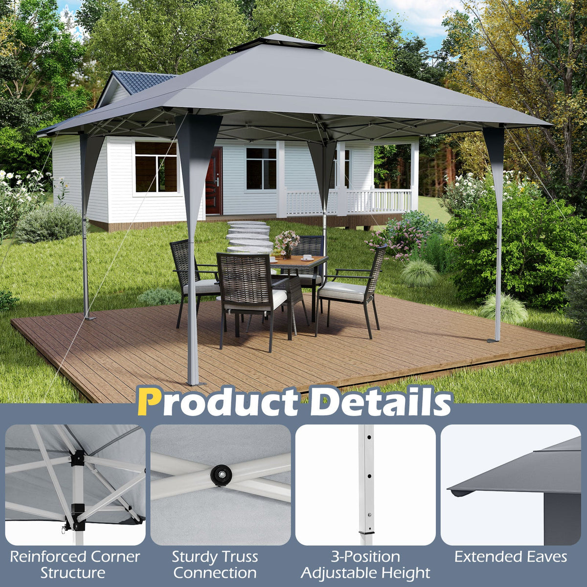 Pop up Gazebo with Portable Carrying Bag - Gray