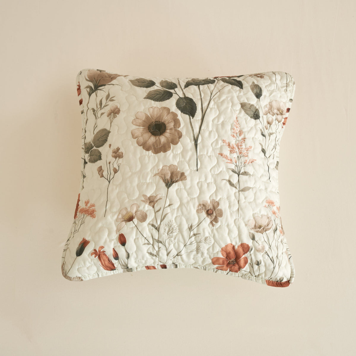 Enchanted Meadow Throw Pillow Covers - Set of 2, in Beige, Rose, and Soft Green