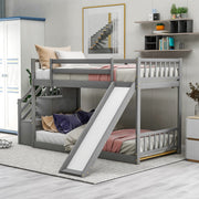 Twin-Over-Twin Bunk Bed with Convertible Slide and Stairway, Gray