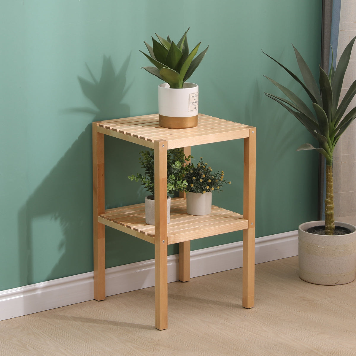 2-Tier Birch Bathroom Shelf, Multifunctional Storage Rack