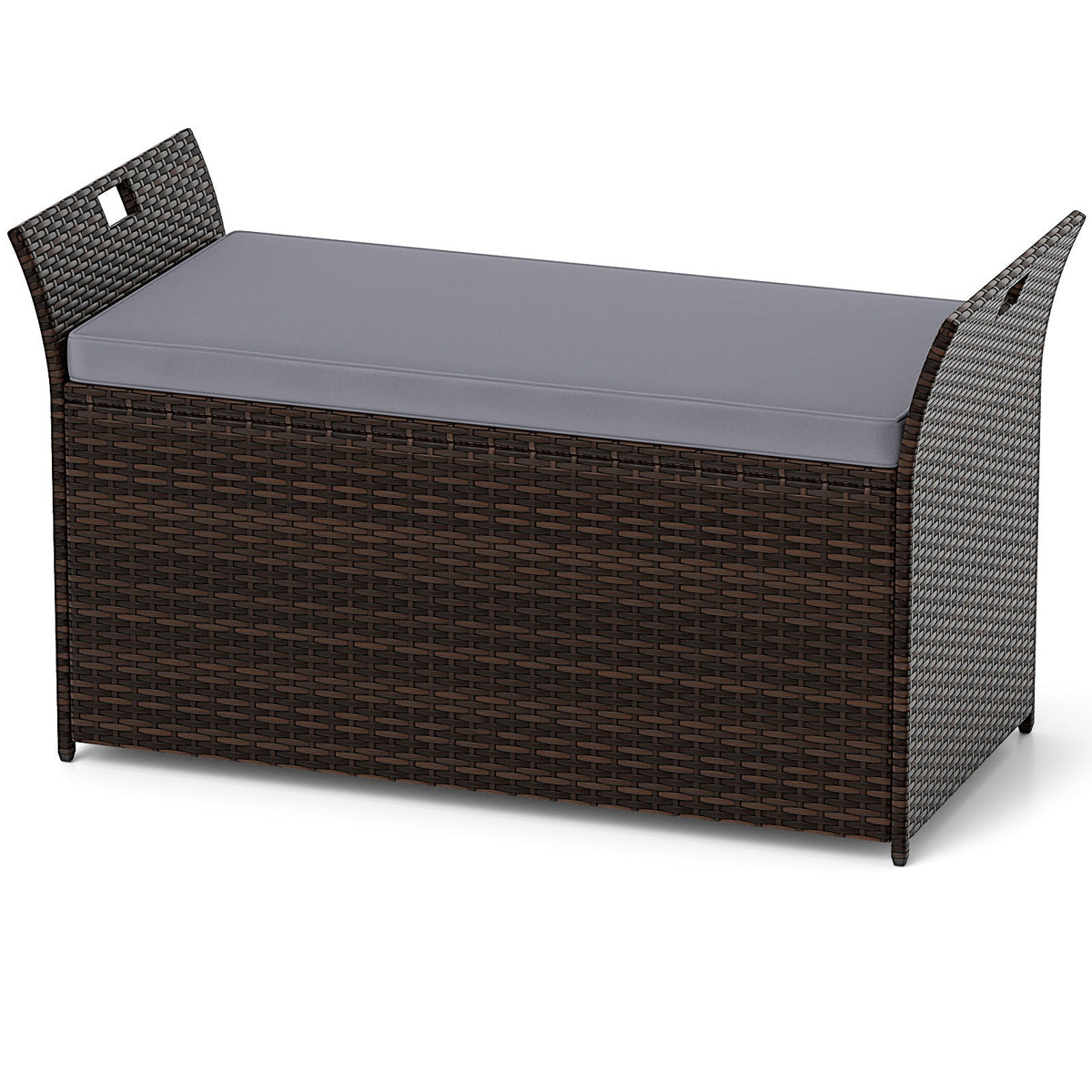 Outdoor Bench with Hand-woven PE Rattan Wicker - Gray