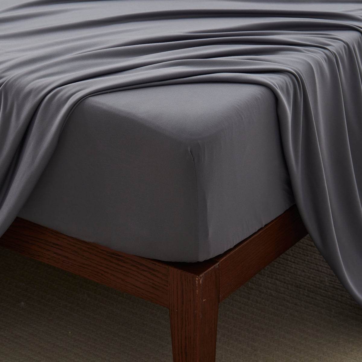 100% Microfiber Jersey Knit Sheet Set with Pillowcases - Grey
