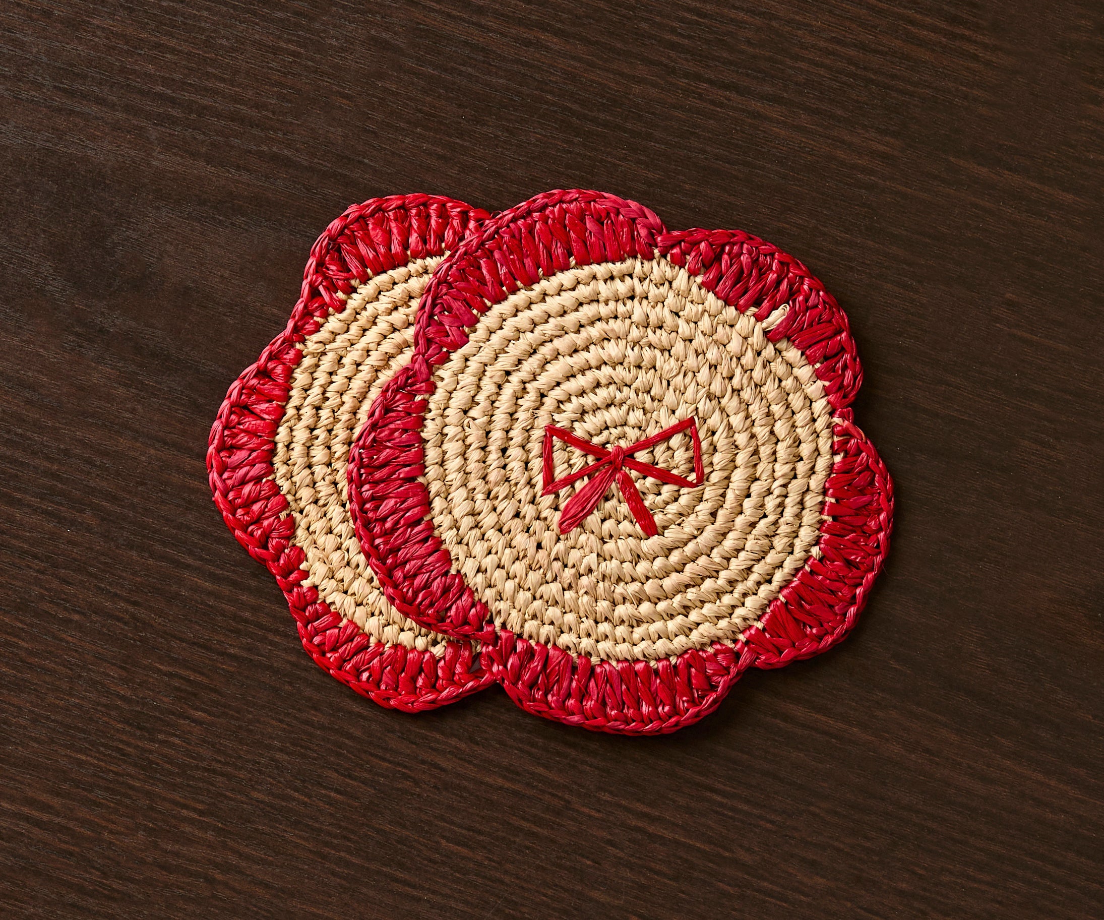 Handwoven Raffia Fringe Coaster