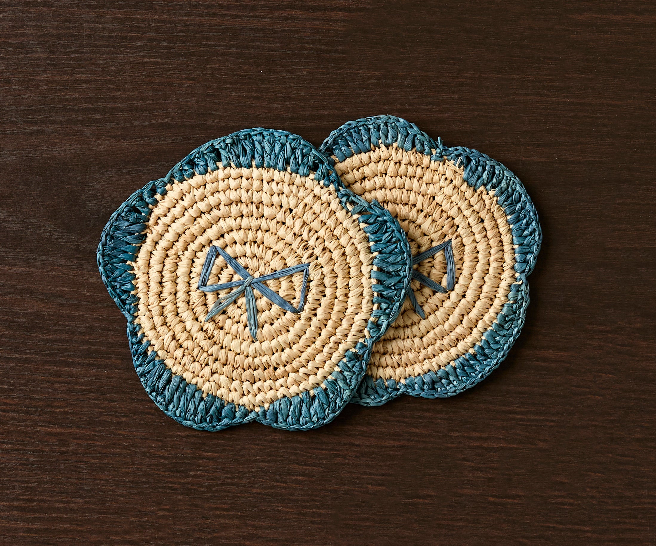 Handwoven Raffia Fringe Coaster