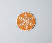 Handmade Beaded Christmas Snowflakes Coasters, White and Yellow Beads