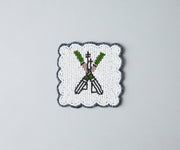 Handmade Beaded Ski Coaster with Pearls – Elegant Black, White, and Green