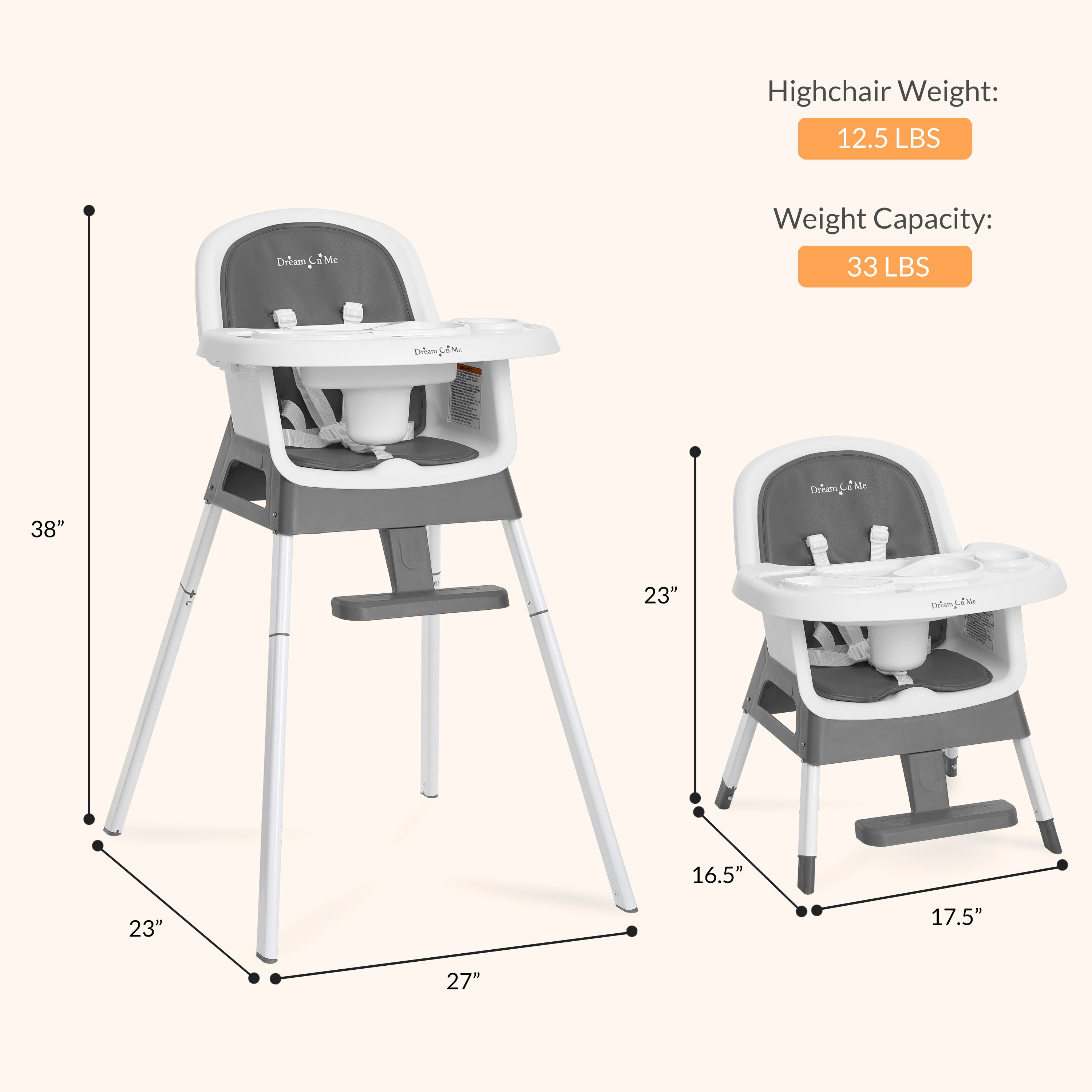 Dream On Me Curio Sit N Seek 3 in 1 Convertible Baby High Chair