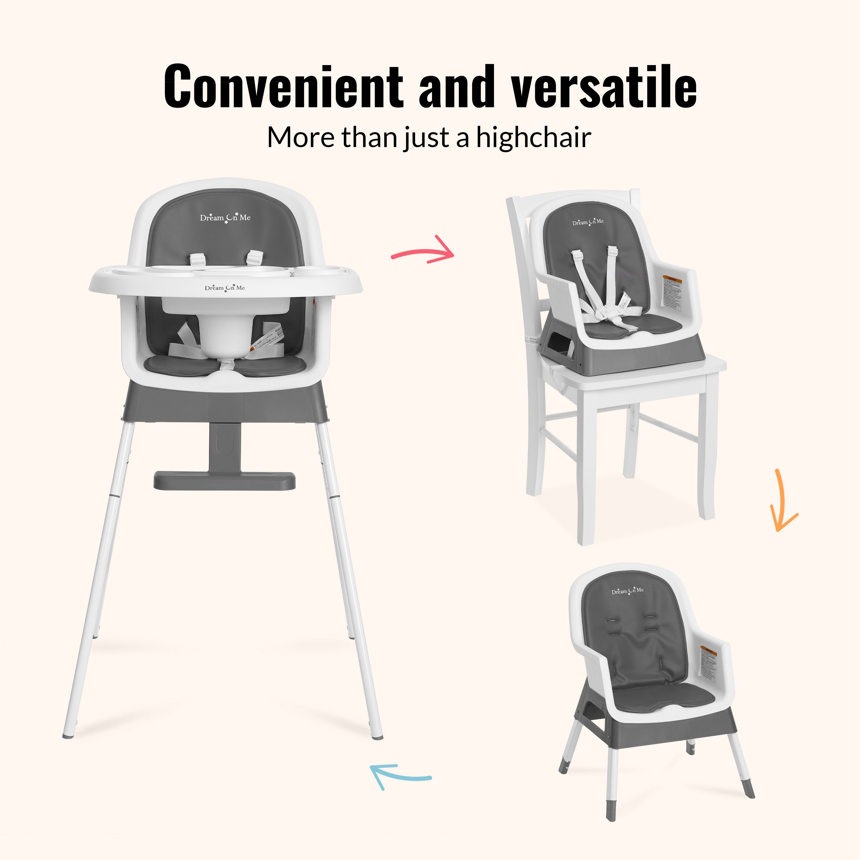 Dream On Me Curio Sit N Seek 3 in 1 Convertible Baby High Chair