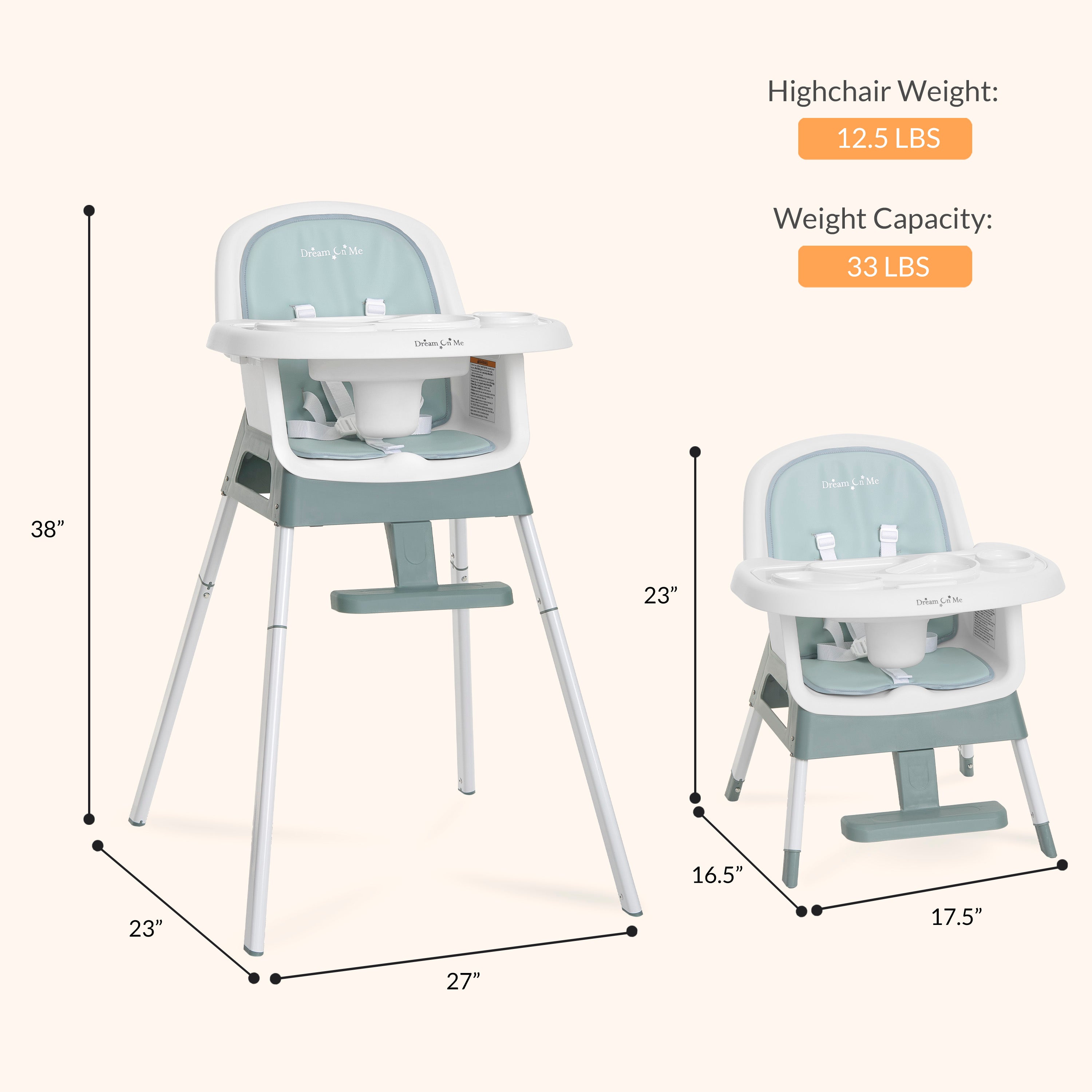 Dream On Me Curio Sit N Seek 3 in 1 Convertible Baby High Chair