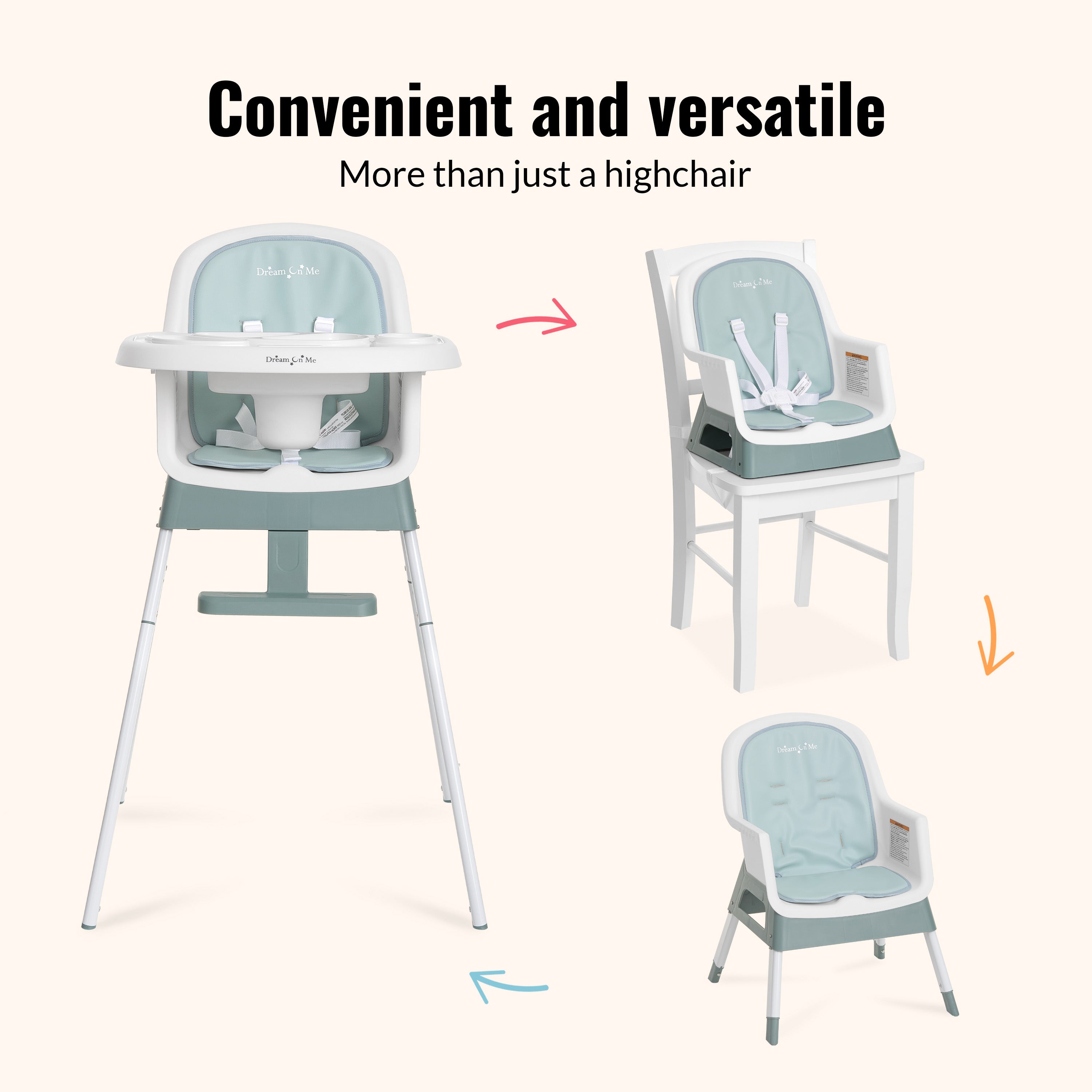 Dream On Me Curio Sit N Seek 3 in 1 Convertible Baby High Chair