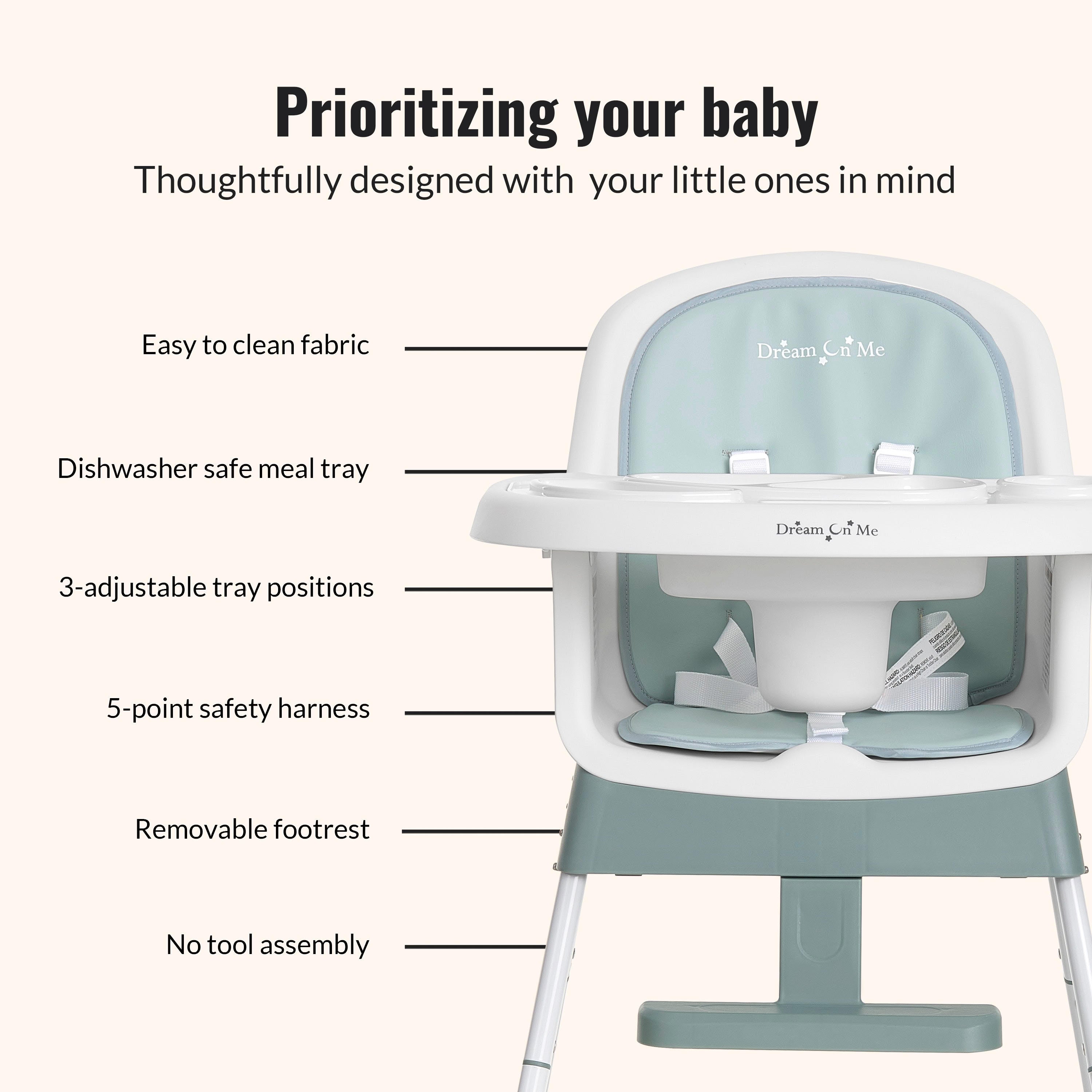 Dream On Me Curio Sit N Seek 3 in 1 Convertible Baby High Chair