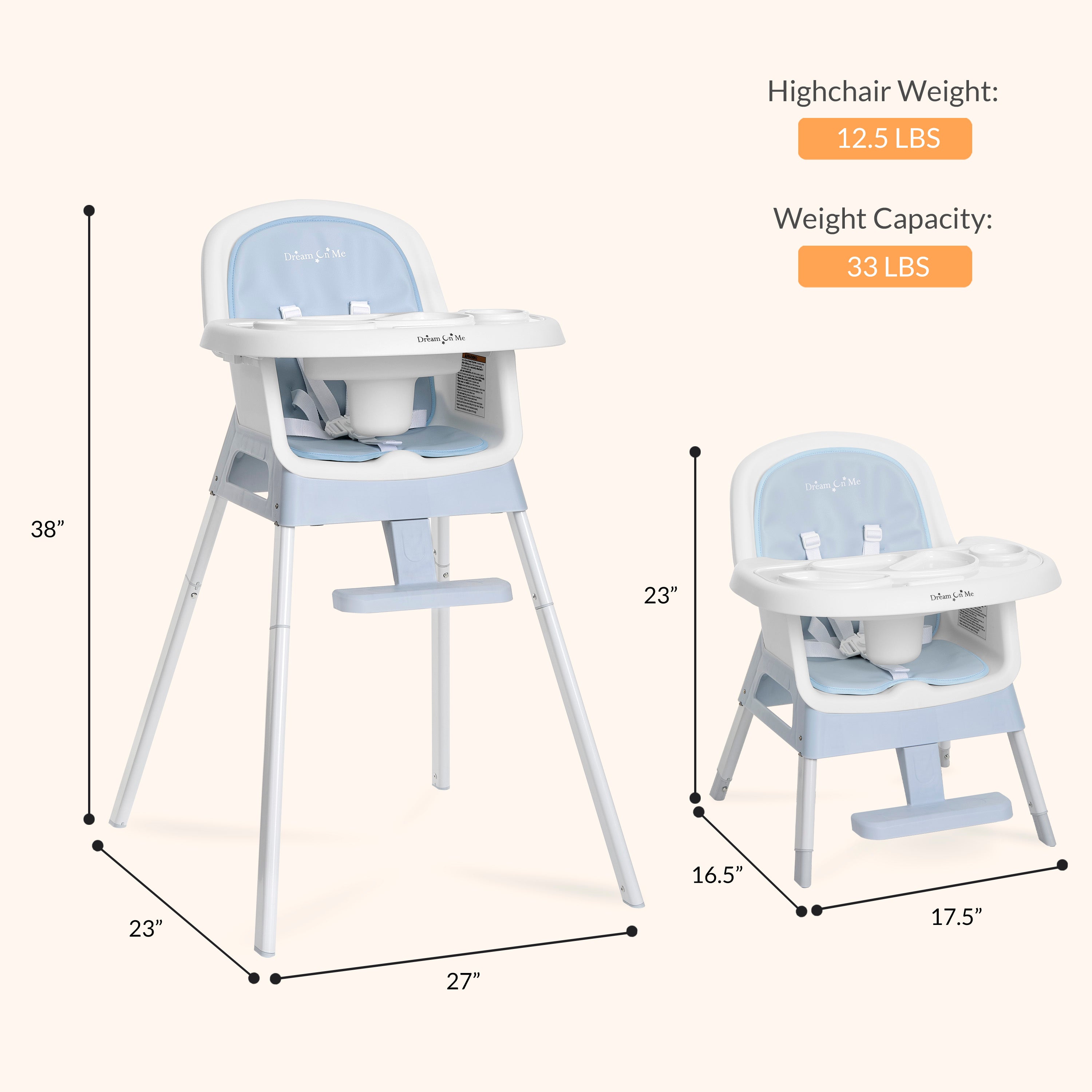 Dream On Me Curio Sit N Seek 3 in 1 Convertible Baby High Chair