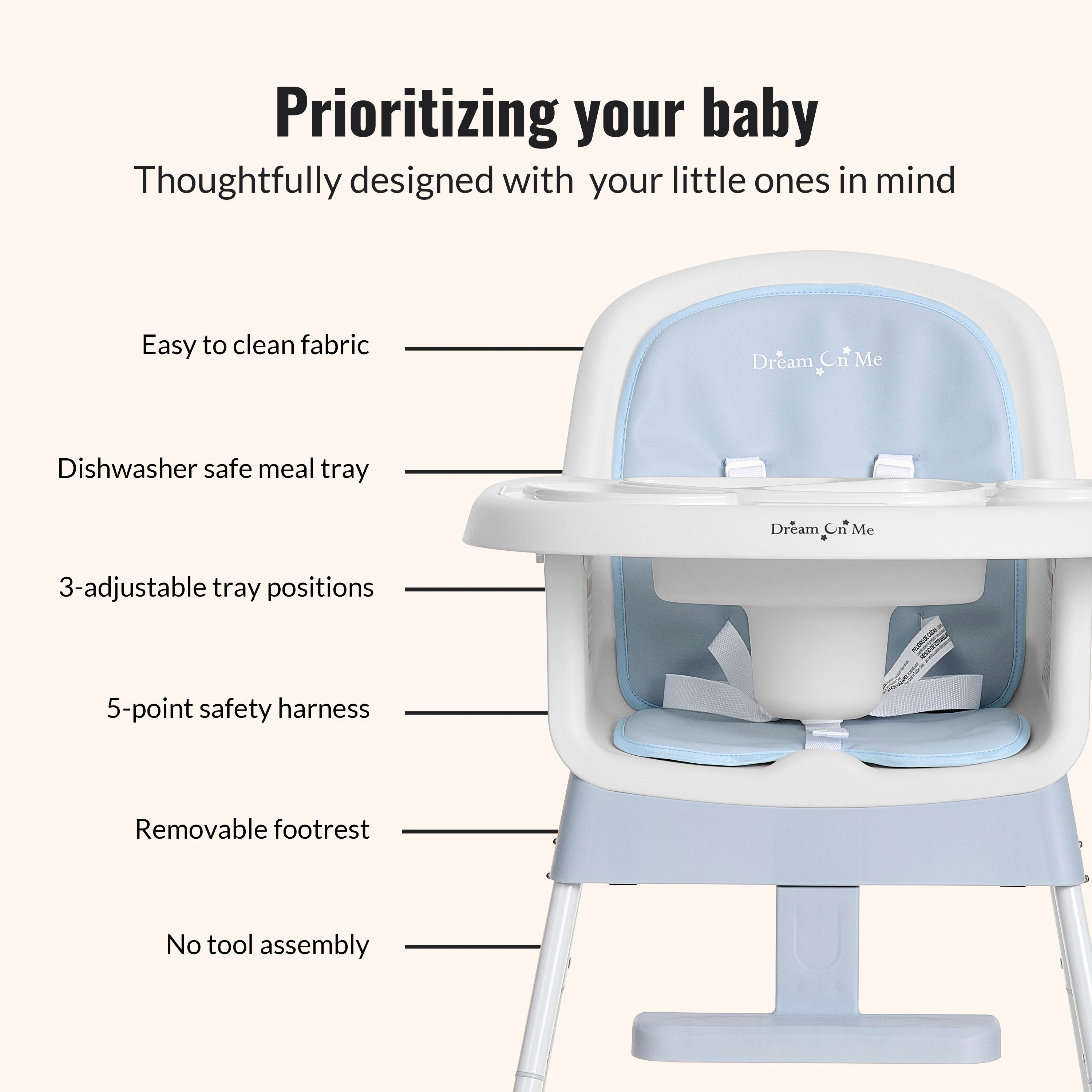 Dream On Me Curio Sit N Seek 3 in 1 Convertible Baby High Chair