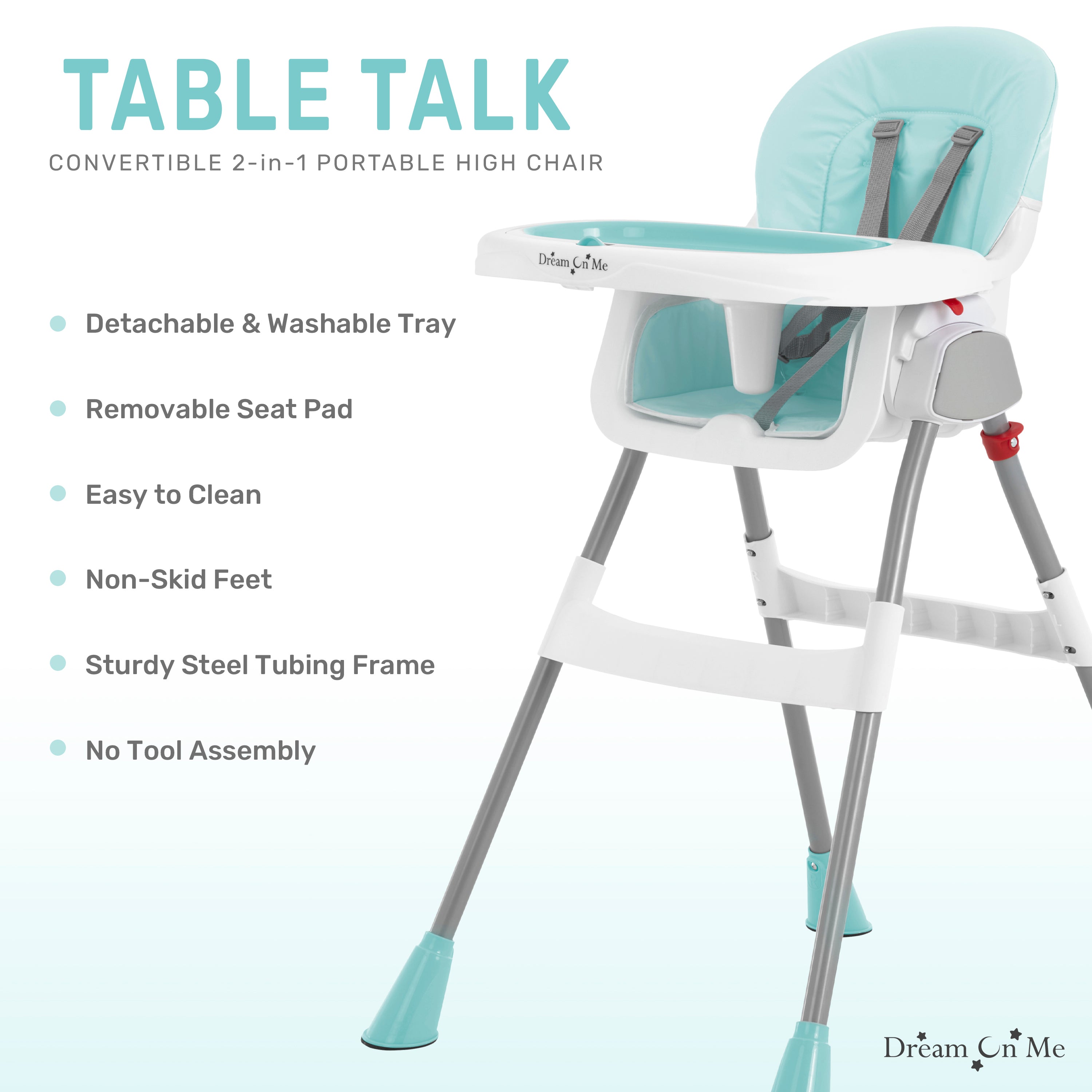 Dream On Me Portable 2-In-1 Table Talk High Chair