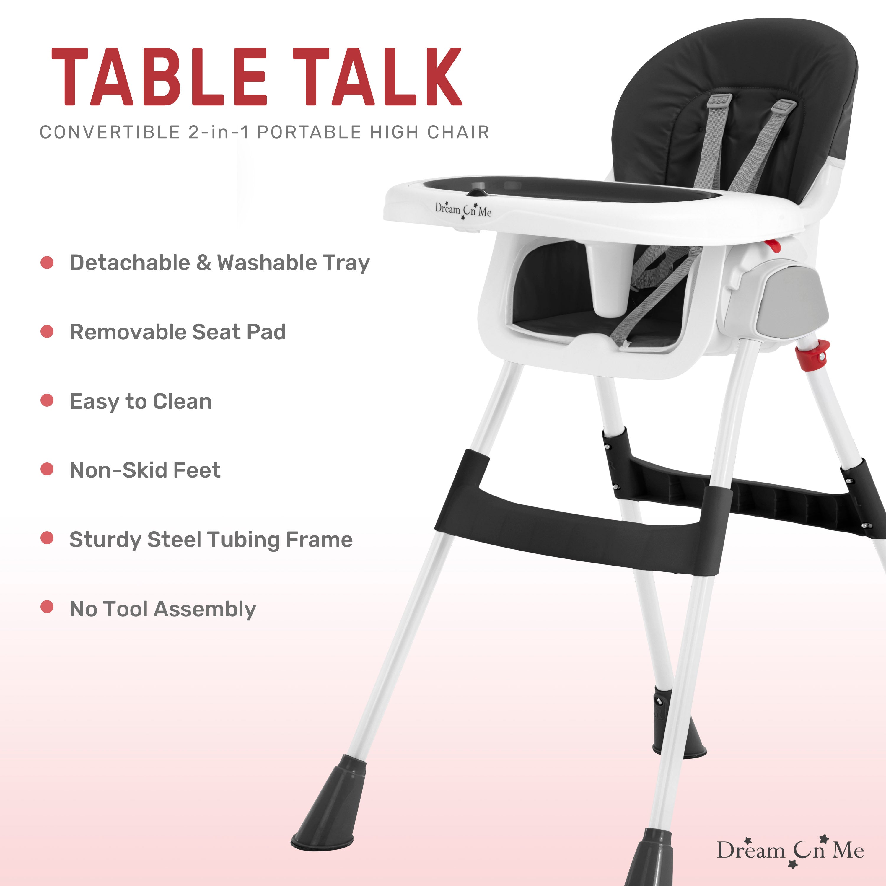 Dream On Me Portable 2-In-1 Table Talk High Chair