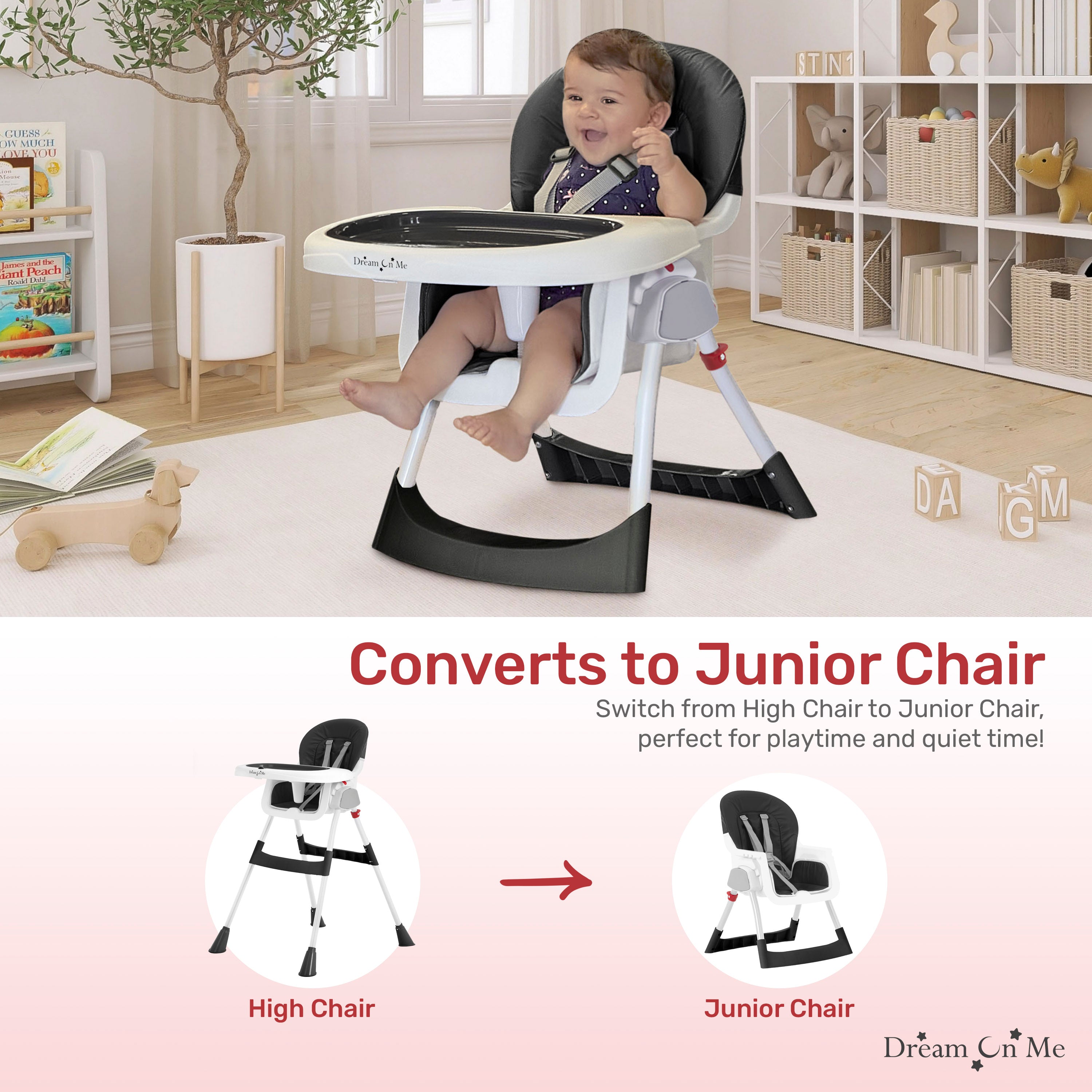 Dream On Me Portable 2-In-1 Table Talk High Chair