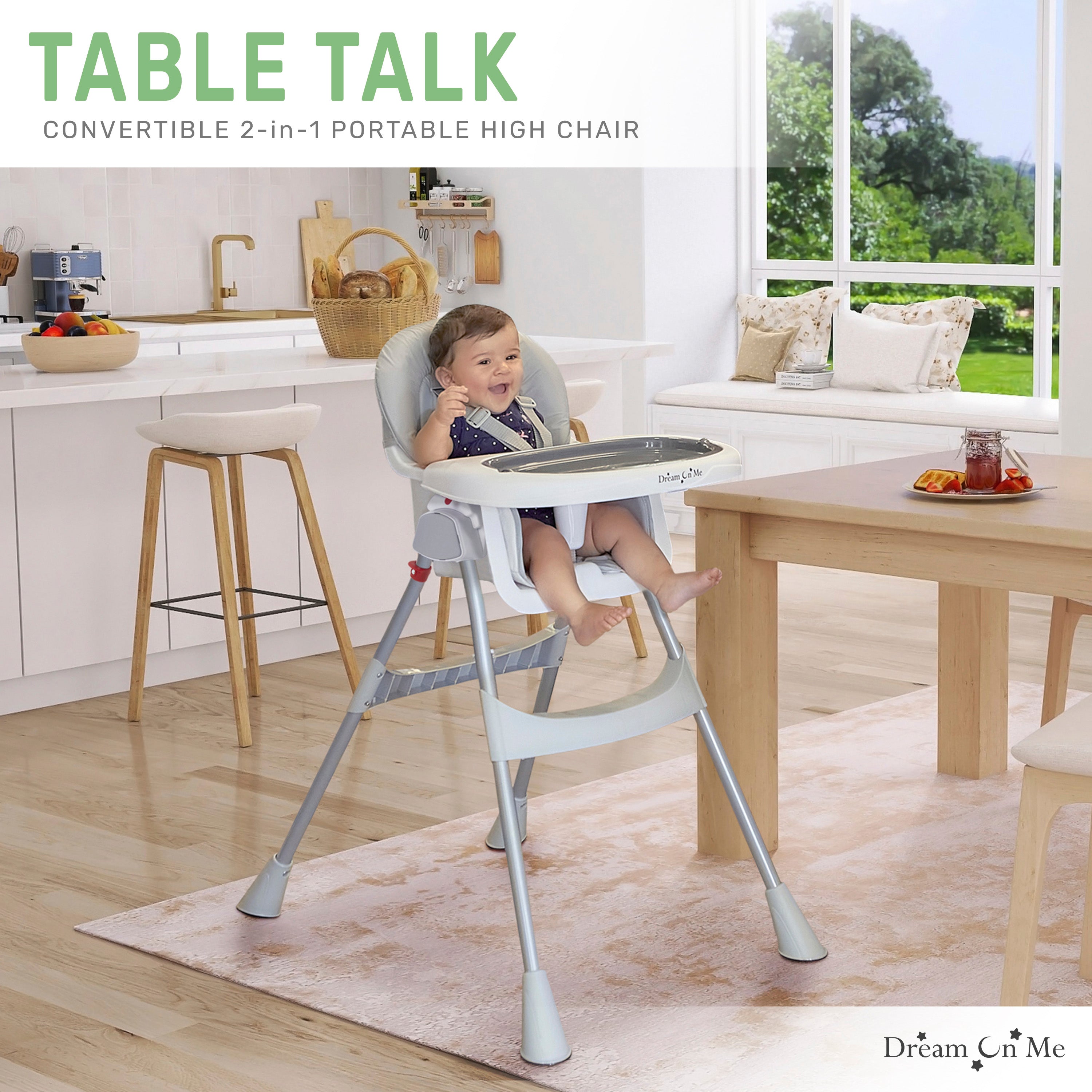 Dream On Me Portable 2-In-1 Table Talk High Chair