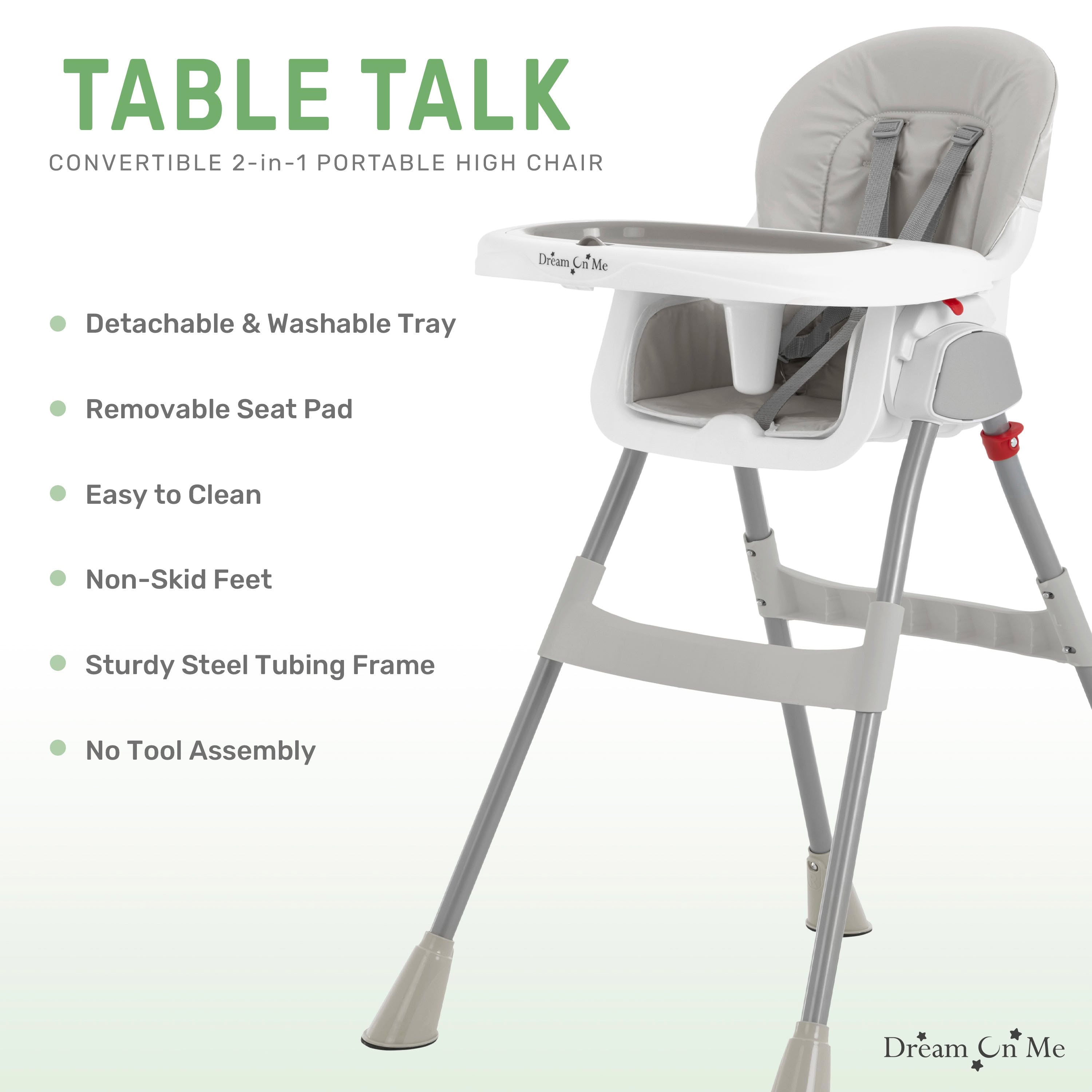 Dream On Me Portable 2-In-1 Table Talk High Chair