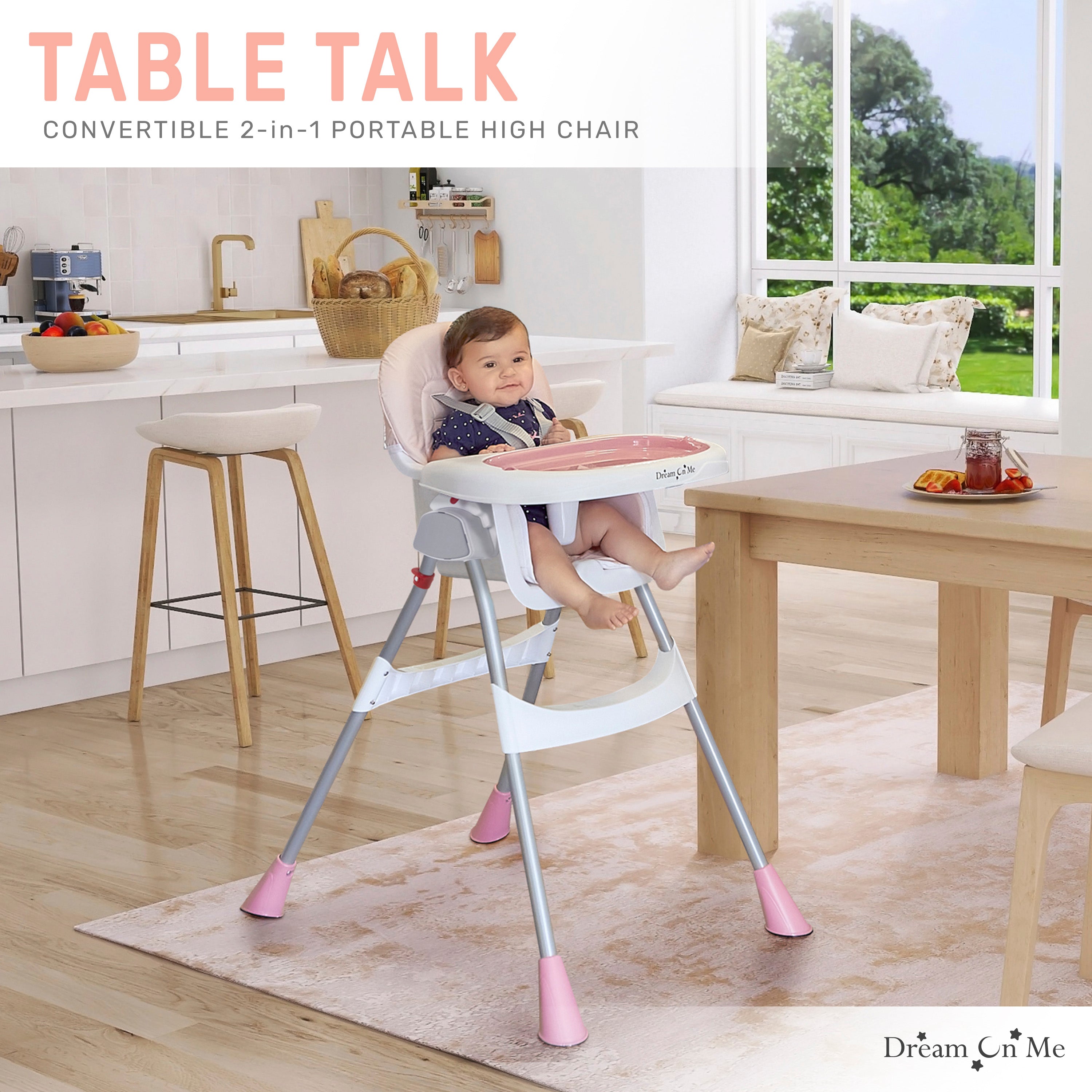 Dream On Me Portable 2-In-1 Table Talk High Chair
