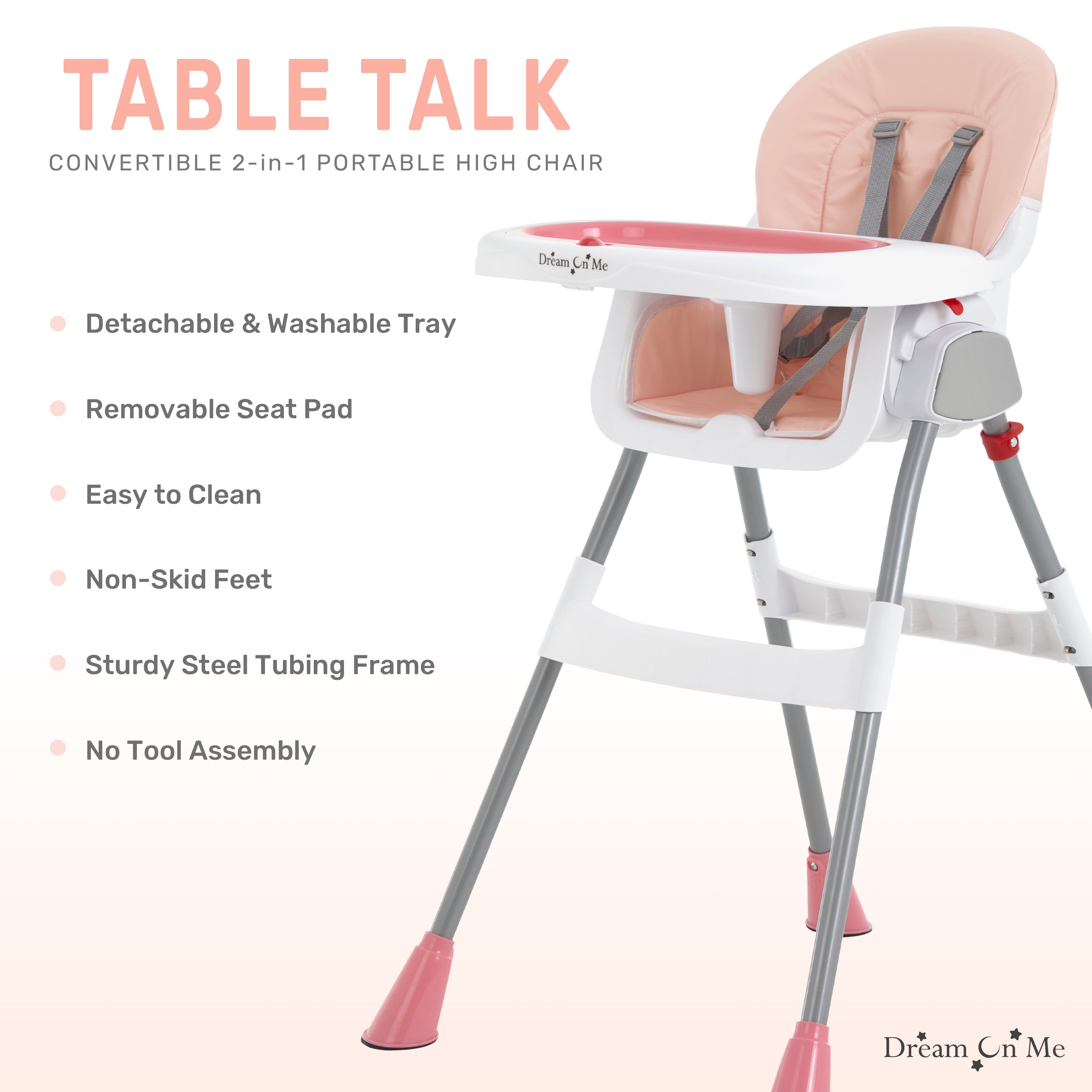 Dream On Me Portable 2-In-1 Table Talk High Chair