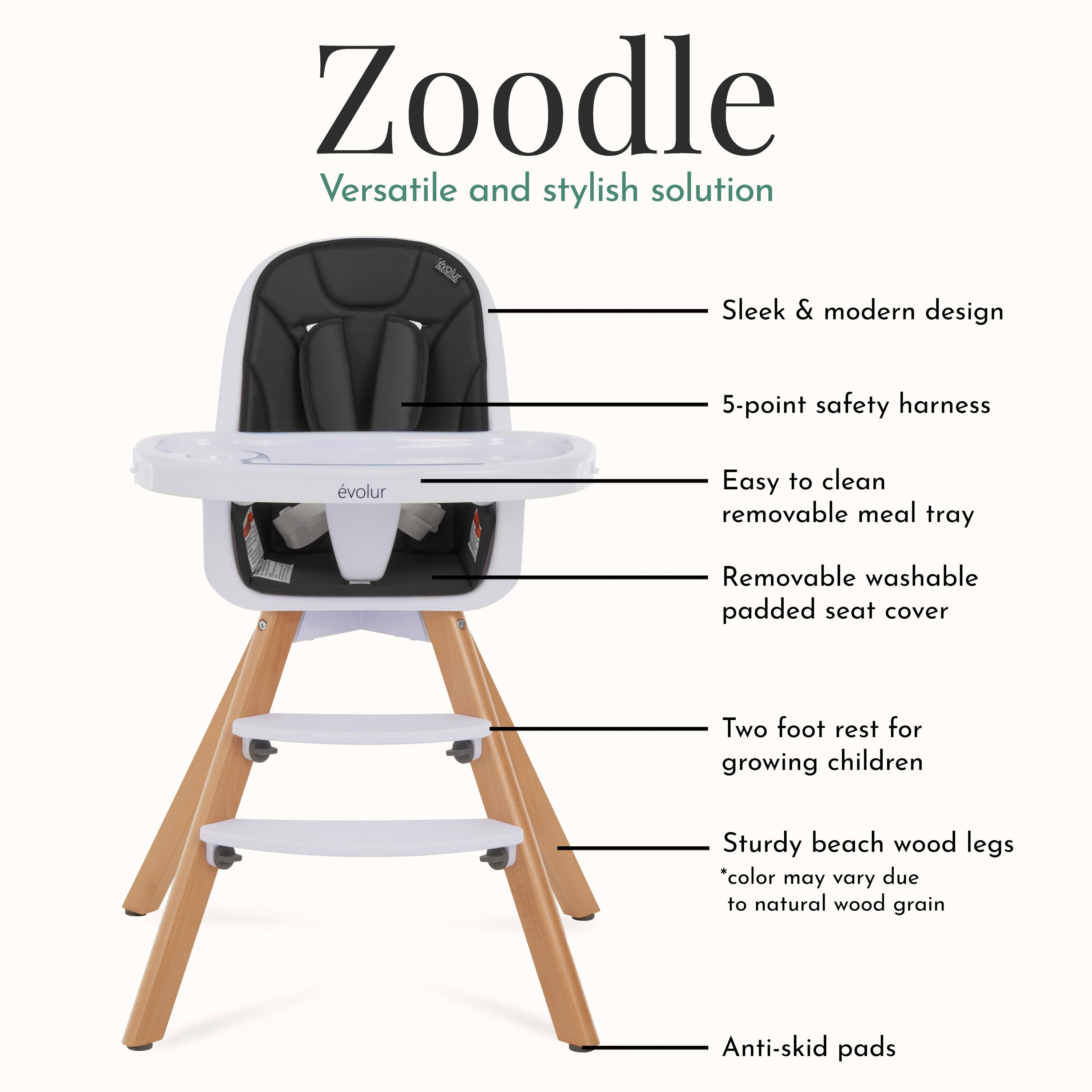 Evolur Zoodle 2-In-1 High Chair