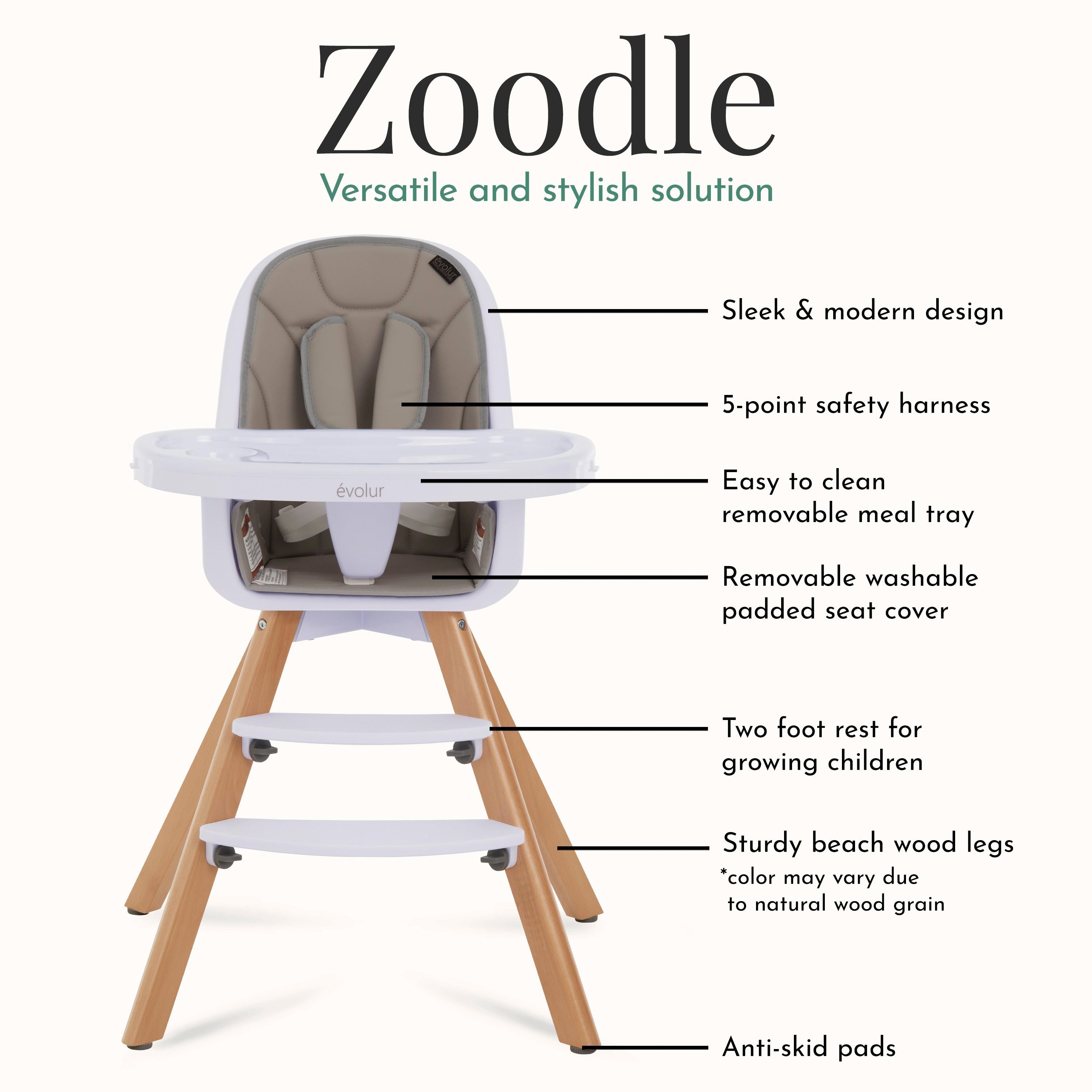 Evolur Zoodle 2-In-1 High Chair