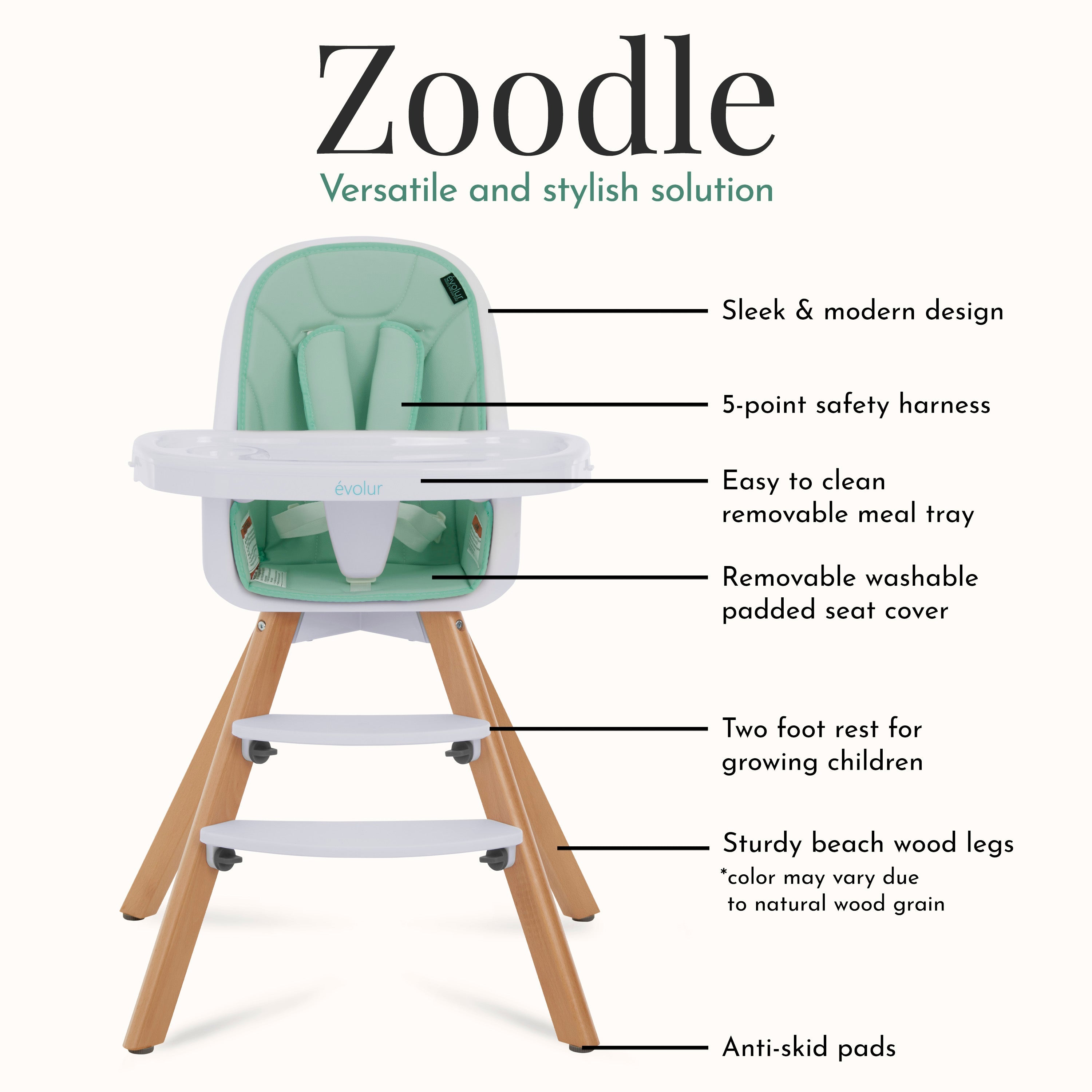 Evolur Zoodle 2-In-1 High Chair