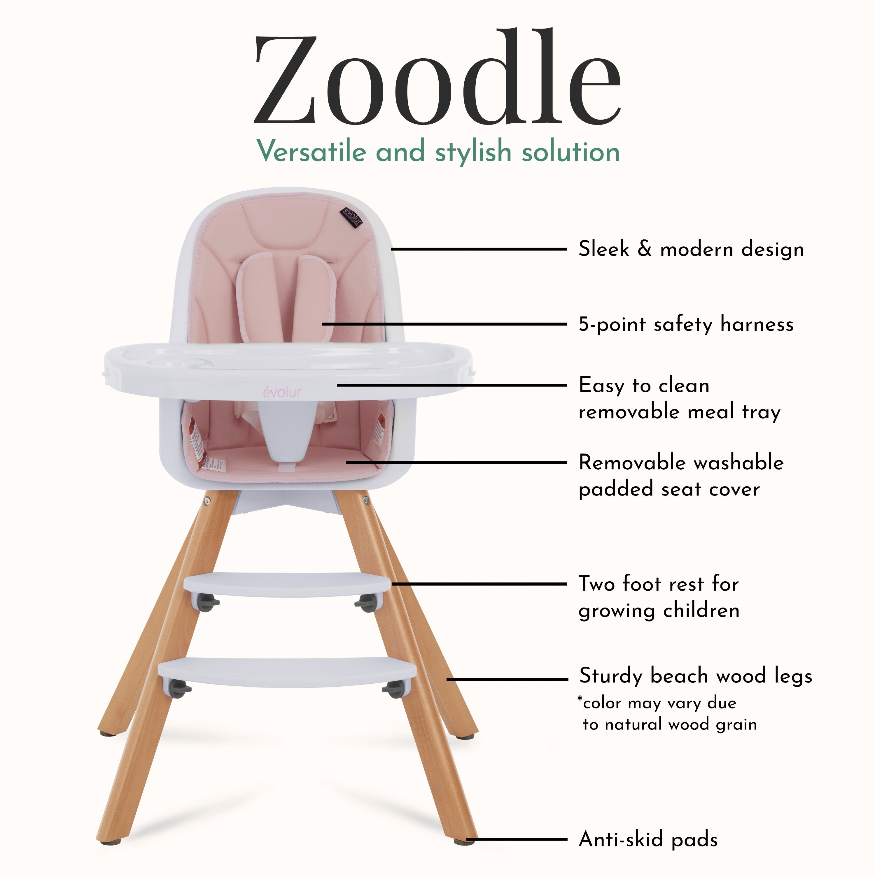 Evolur Zoodle 2-In-1 High Chair