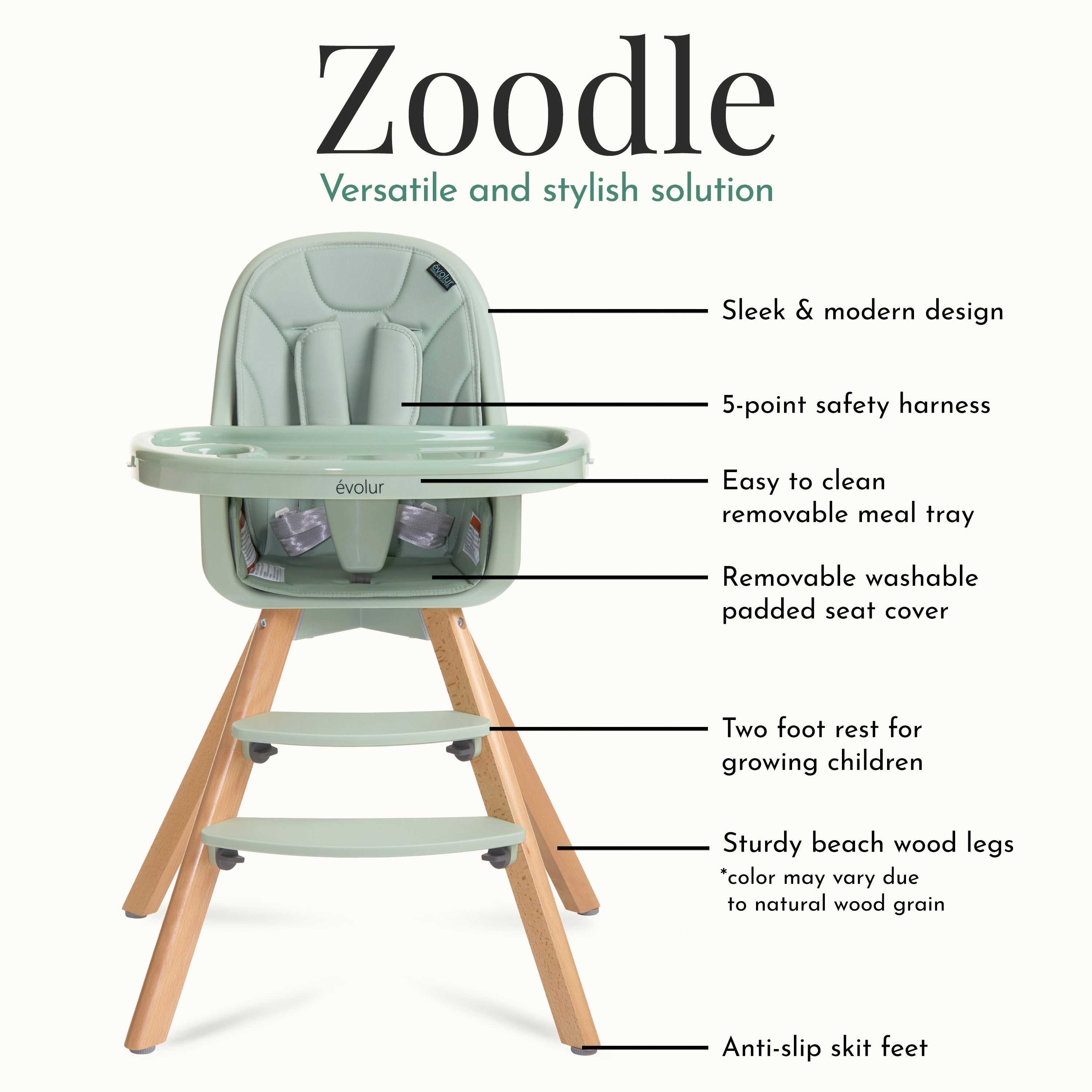 Evolur Zoodle 2-In-1 High Chair
