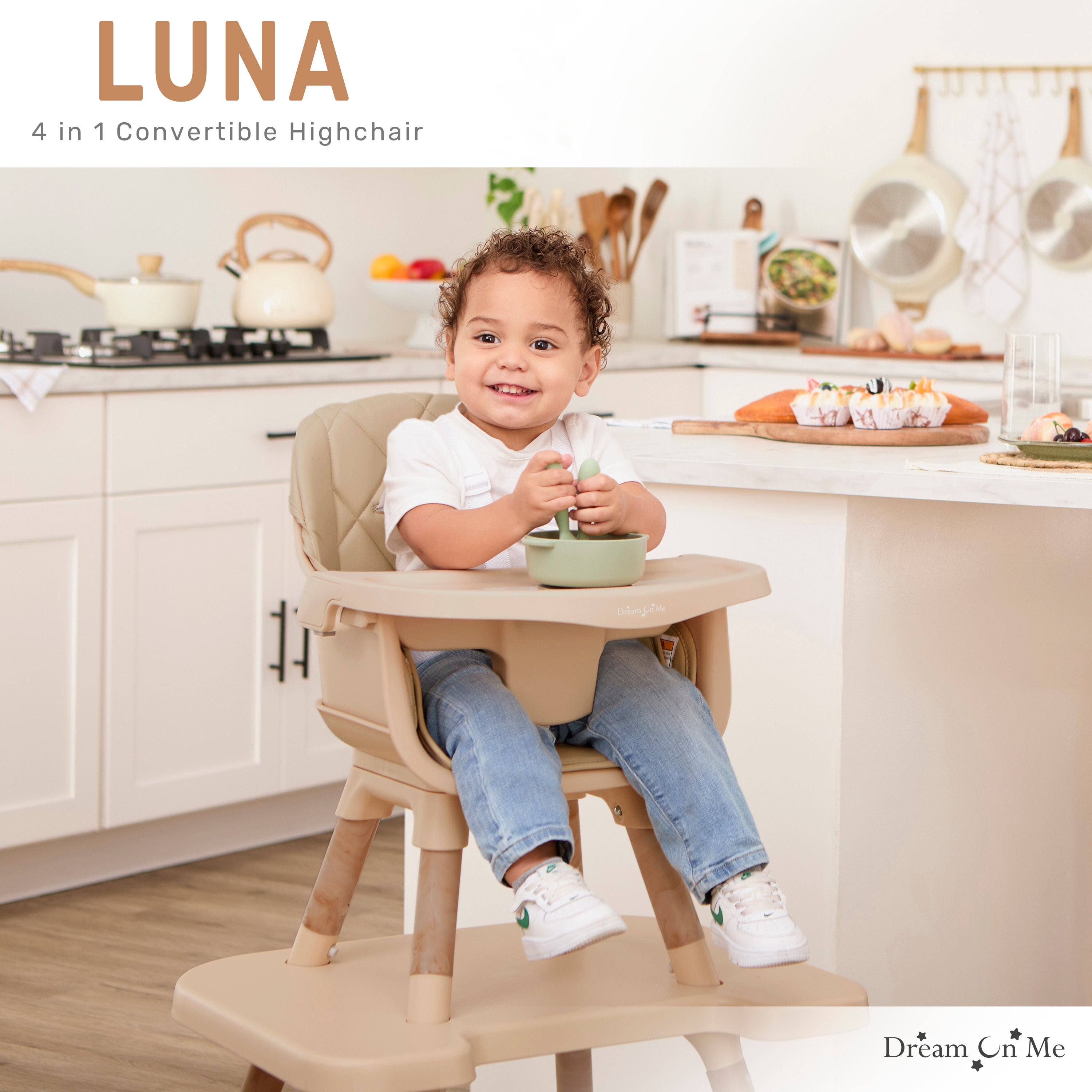 Dream On Me Luna 4 in 1 convertible Highchair