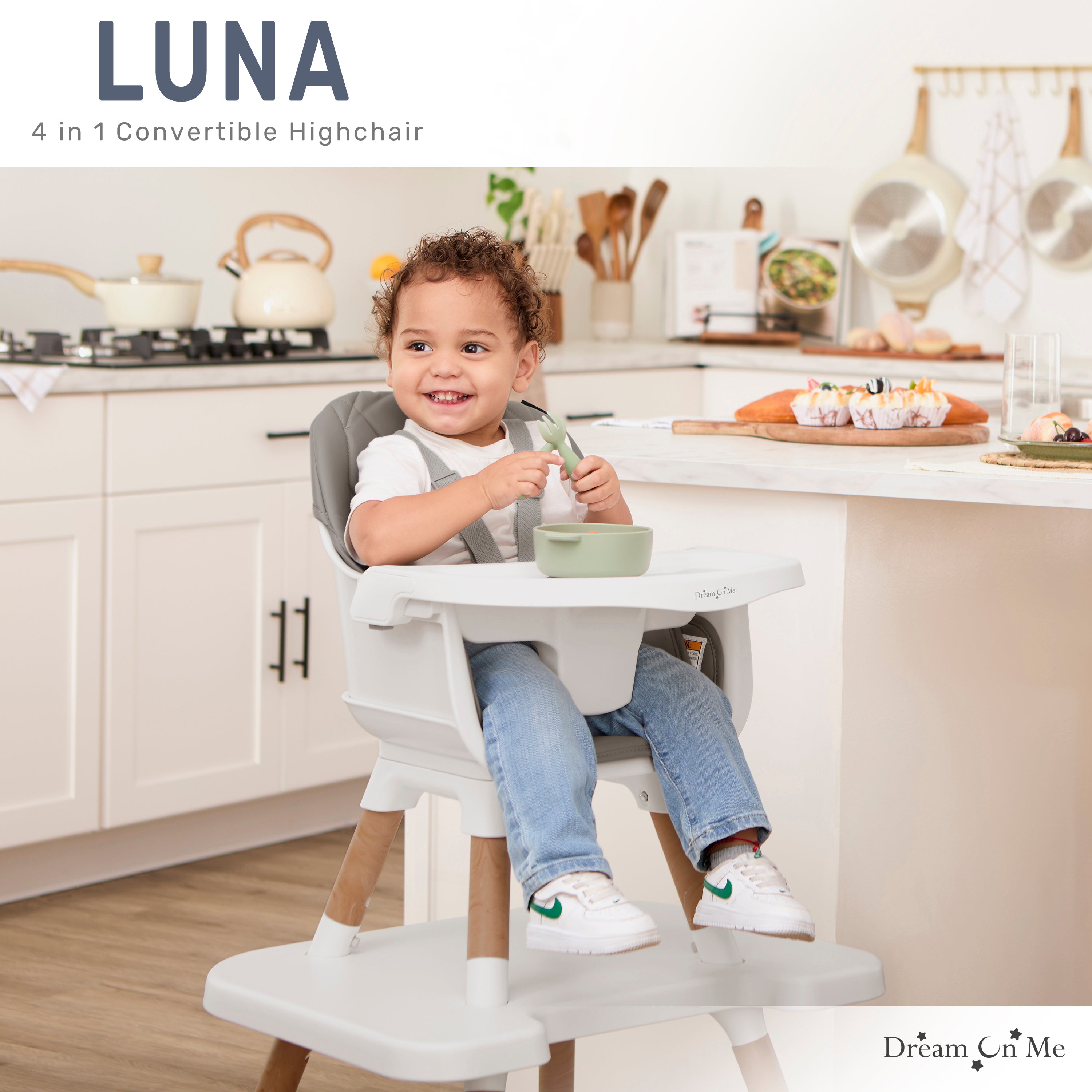 Dream On Me Luna 4 in 1 convertible Highchair