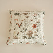 Enchanted Meadow Throw Pillow Euro Cover - Floral Design in Beige, Rose, and Soft Green